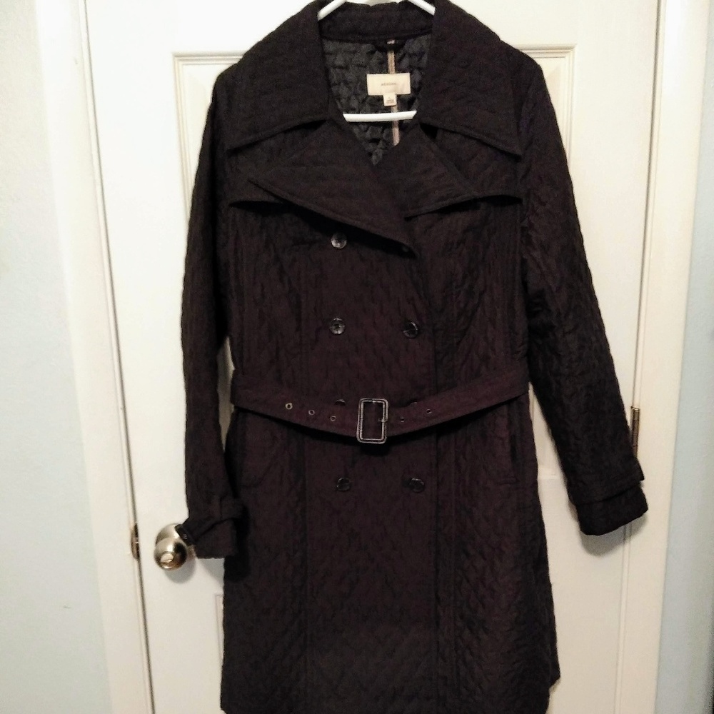 Merona quilted knee length belted coat sz L
